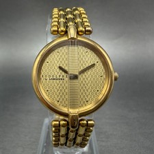 Longines Rodolphe Watch Women 24mm Gold Dial Gold Tone Round New Battery VTG