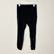 Spanx Leggings Pants Every Wear Gloss Pockets Black Athleisure Active Size M