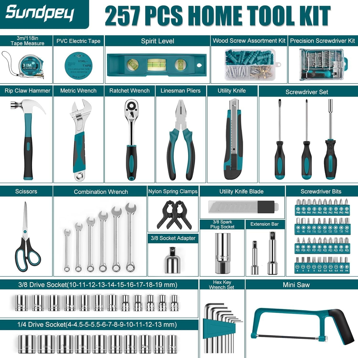 Cassetta Attrezzi Completa 257PCS - Set Attrezzi Lavoro Valigia Attrezzi Complet - 2