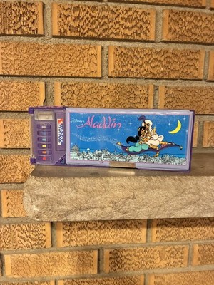 Vintage 90s Disney ALADDIN Pop-Out Pencil Box School Case Storage 