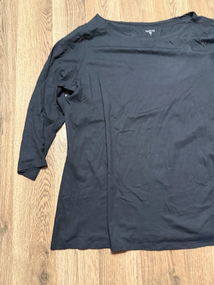 Garnet Hill Shirt, Women's Size Large, Black, 3/4 Sleeve, Boat Neck - Image 4 of 4