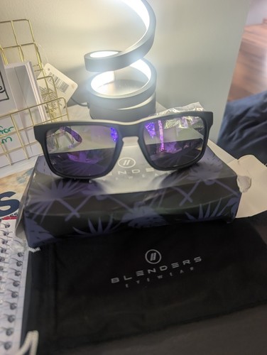Blenders Eyewear Canyon Matte Black Purple Mirrored Polarized Sunglasses NWDB