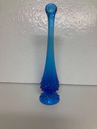 Fenton Colonial Blue Art Glass Vase 10 Inch