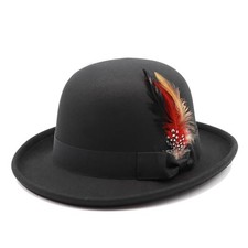 Bowler Derby Hat for Men Dress Hats for Women Short Brim Fedora Hat Large Black