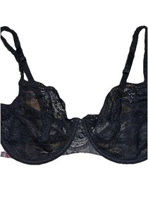 Studio La Perla Black Lace Balconette Bra Size 38C Sheer Underwired