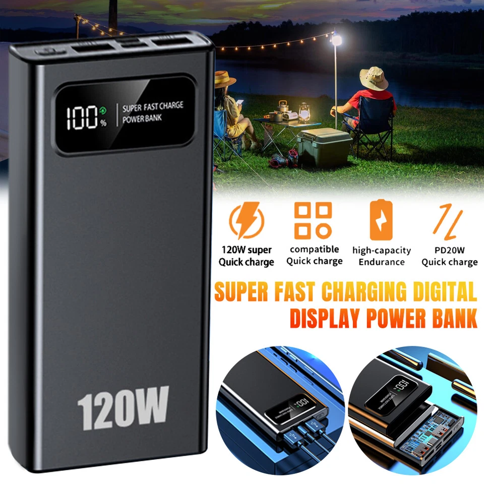 50000mAh Portable Power Bank Backup External Battery 120W Fast Charger for Phone - Image 2 of 4