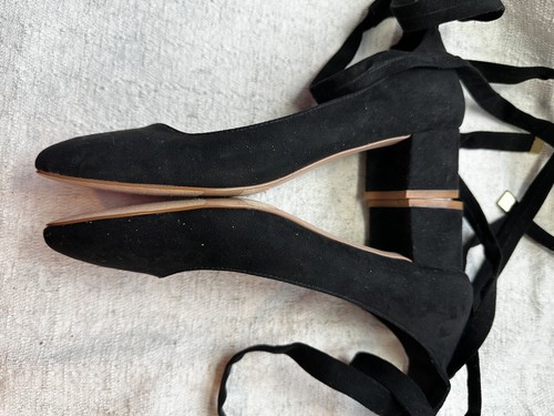 XOXO Womens Blk Suede ALEXIA Block Heel Ankle Lace-Up Pump Sz 8.5M Pre-owned - Picture 7 of 16