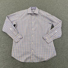 Bugatchi Uomo Men s Size 15.5 Long Sleeve Button Up Collared Plaid Dress Shirt