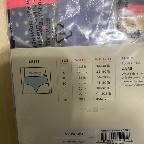 Cat & Jack Size 4 Girls' 10 Pack Cotton Brief Panties Assorted Multicolor - Picture 6 of 7
