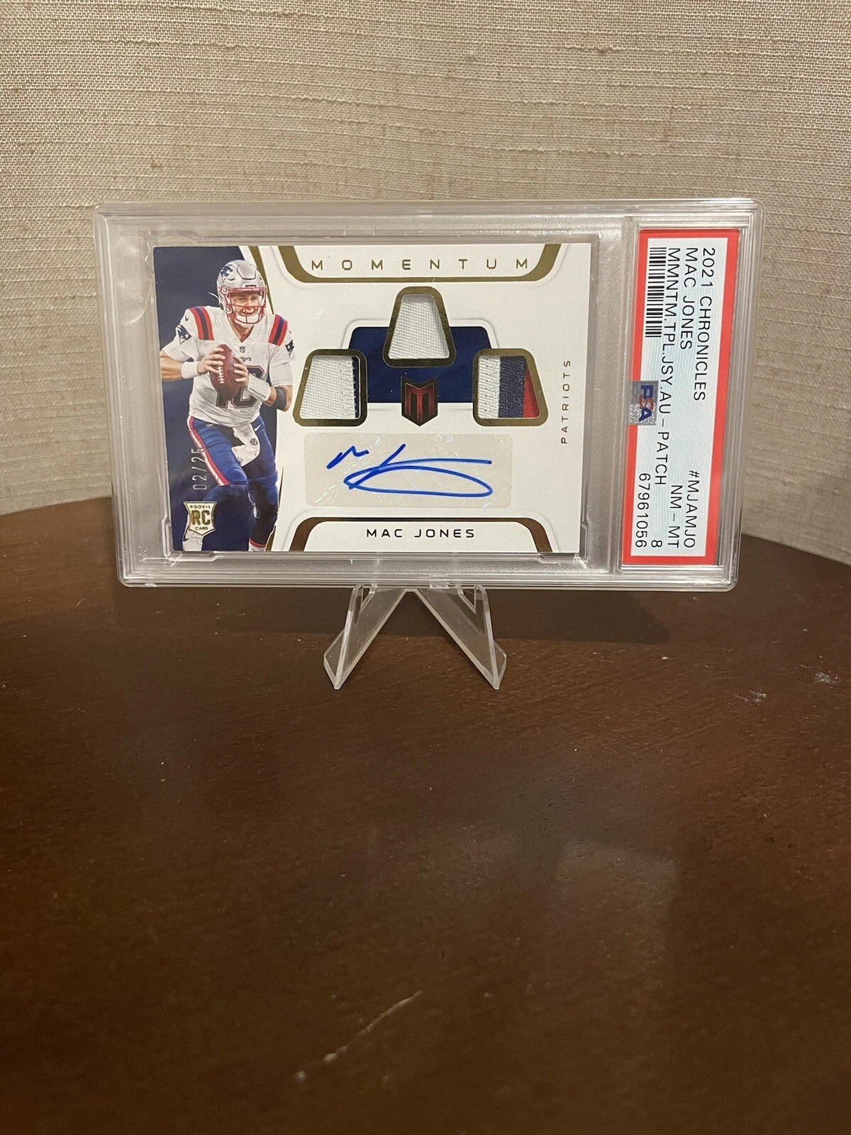 Mac Jones Panini Chronicles Momentum Triple Jersey Autographs #MJAMJO Patch