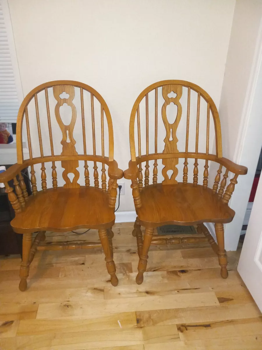 Richardson Brothers Oak Windsor Dining Chairs Pair