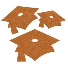 Graduation Orange Glitter Assorted Cutouts 12 Per Pack Paper Grad Decorations