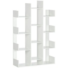 HOMCOM Mobile Libreria ad Albero con 13 Ripiani in Legno Truciolare Bianco