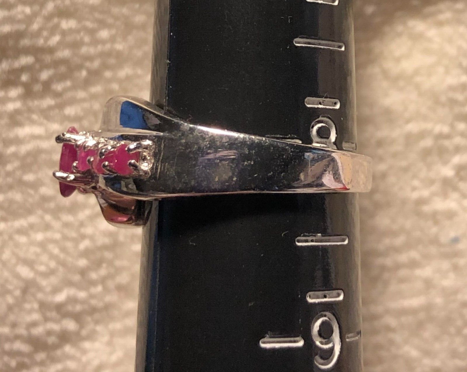 RUBY Ring SIZE 8 Sterling Silver (925) ~ Offset B… - image 2