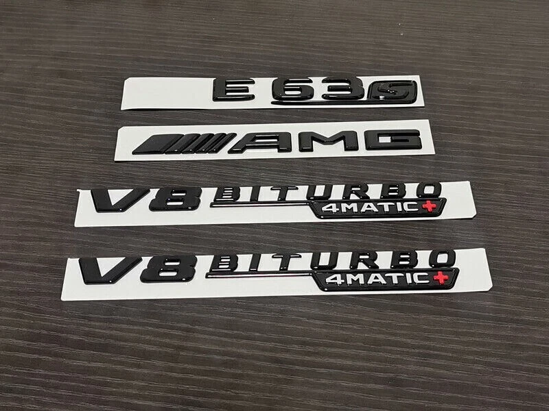 Emblema E63S AMG Biturbo 4matic+ negro brillante para Mercedes-Benz E63 AMG W213 Foto 2 de 2