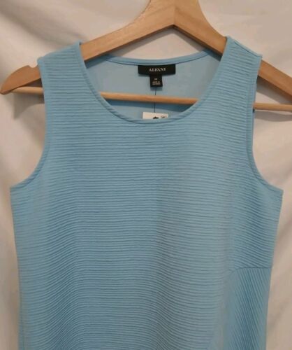 ALFANI Asymmetric Knit Top PP Petite Petite Blue Sleeveless - Picture 2 of 9