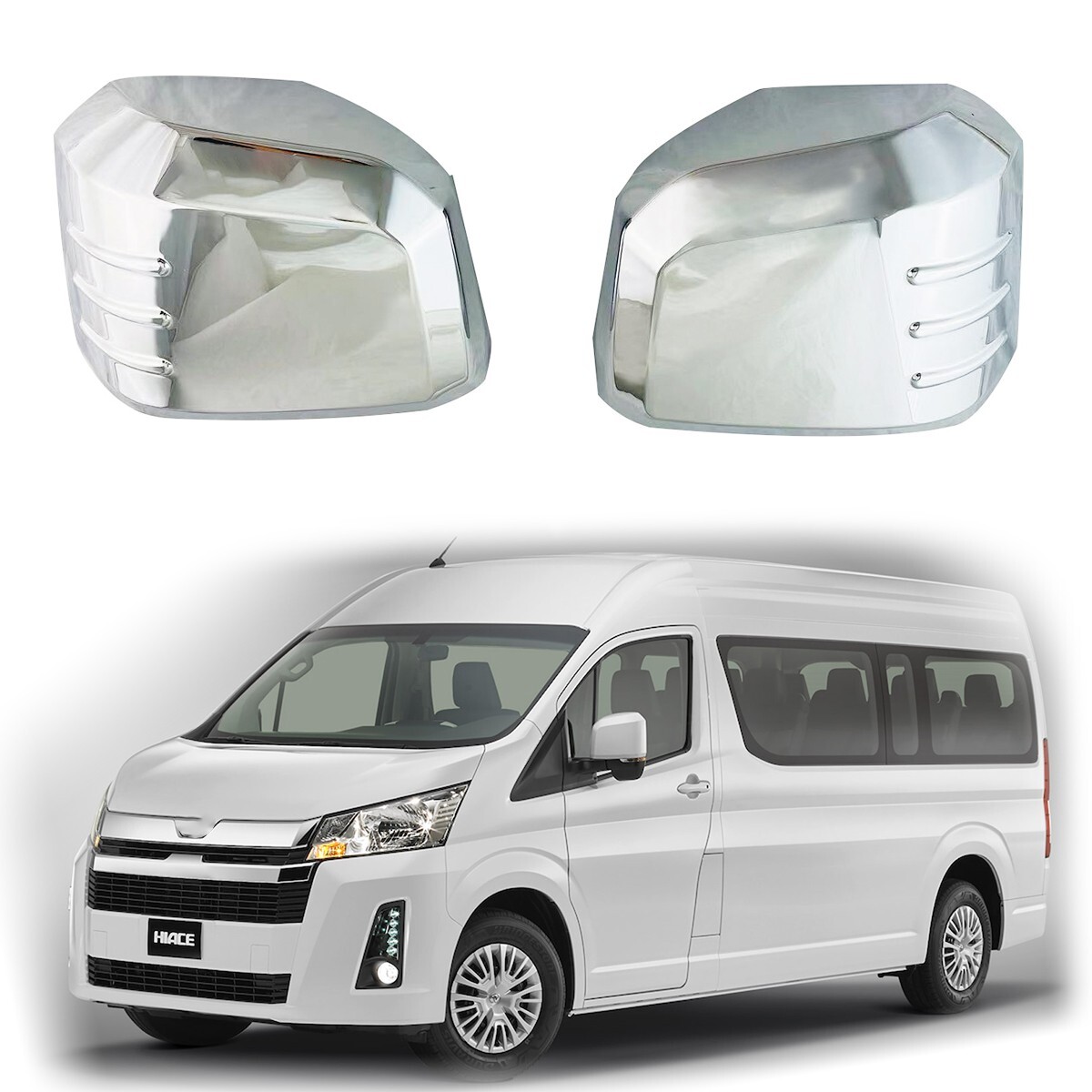 Chrome Door Handle & Bowl Cover Trim Set For Toyota Hiace Commuter 300 2019-2024 – Silver
