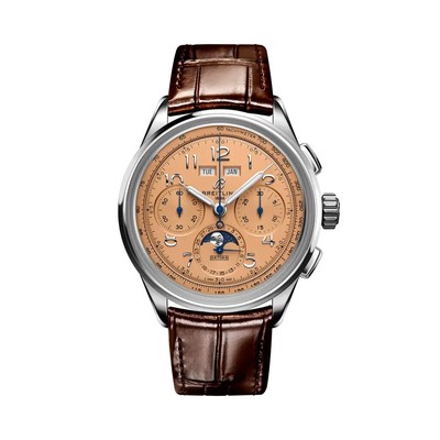 BREITLING AB2510201K1P1 PREMIER HERITAGE B25 DATORA SALMON DIAL BROWN STRAP 42MM