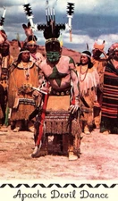 1950's Postcard Indigenous Apache Devil Dance Indian Tribe Santa Fe NM 1953