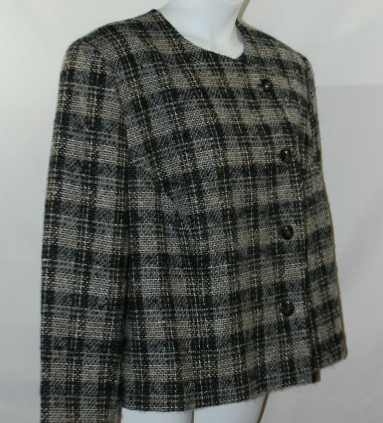 Pendleton Black Gray Beige Plaid Jacket Blazer Do… - image 4