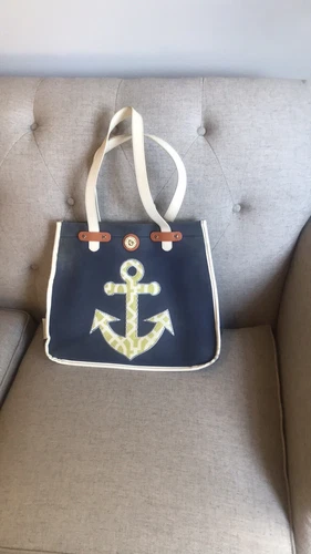spartina 449 daufuskie island heyward beach bag Used Anchor Linen/canvas