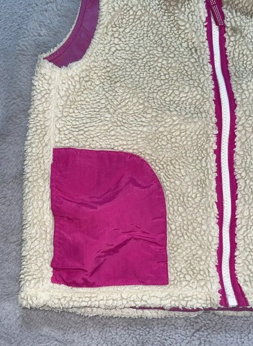 Patagonia Kids Retro X Fleece Vest Natural Size 10 MedFull Zip Beige Pink Vtg - Picture 4 of 8