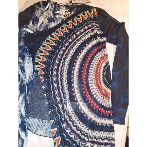 NUOVO! Cardi Desigual Tiana indossabile arte aperto davanti blu navy taglia XXS $ 116 - Foto 6 di 21