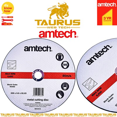 AMTECH 230 mm 9 Zoll Metall große Trennscheibe Aluminium MPA Winkelschleifer UK KOSTENLOSER VERSAND