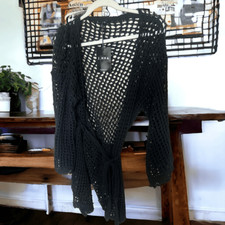 JNNA black knit women  s crochet summer cover up