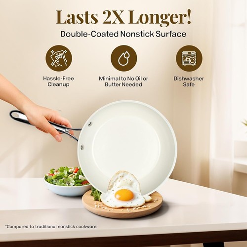 GOTHAM STEEL 15 Pc Ceramic Cookware Set Nonstick, Pots and Pans Set Non Stick fo - Picture 5 of 7