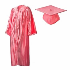 Graduation Cap and Gown Set Shiny Pink