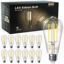 12 Pack Vintage 8w St58 Led Edison Light Bulbs Dimmable 60w Equivalent 800lumens