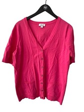 Denim and Co Essentials Button Front Cardigan Sweater Womens Large Pink Knitwear