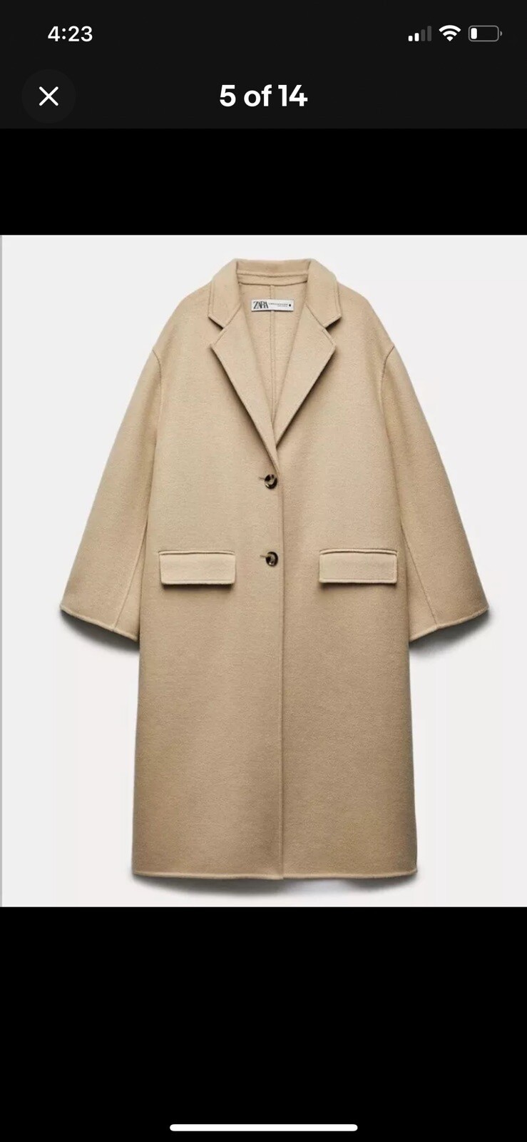 ZARA FW24 CAMEL DOUBLE FACED WOOL COAT M/L NWT image 5