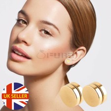 Hypoallergenic Magnetic Studs Glossy Acrylic Gold 10MM Earrings Surgical Steel
