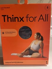 Thinx for All All Day Absorbency Leakproof Period Underwear Lace Trim Storm Sm