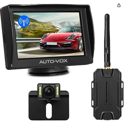 AUTO-VOX M1W Kabellos Rückfahrkamera Set,4.3'' LCD Monitor,Schwarz,Wireless Kit
