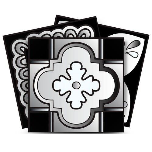 6" X 6" Black White And Gray Mosaic Peel And Stick Removable Tiles - 第 1/9 張圖片