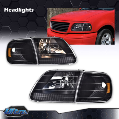 RVNI Front Headlights Assembly+Corner Lamps Pair Fits 1997-2003 Ford F-150 Expedition