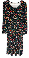 ANN TAYLOR LOFT Midi Length Dress Sz M Floral L/S Cottagecore Fairy A-Line NEW