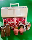Vintage  Fisher Price Family Farm “MOO BARN” with 12 animals, tractor, people,