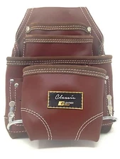 Leather Gold CLASSIC ,Ten Pocket Brown Tanned, Tool Pouch, With 2 Hammer Holders