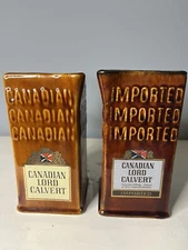 2 ADVERTISING LIQUOR WATER PITCHERS, LORD CALVERT CANADIAN WHISKY, brown mancave