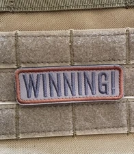 WINNING Funny Tactical Warfighter Morale Patch Hook Loop Tan