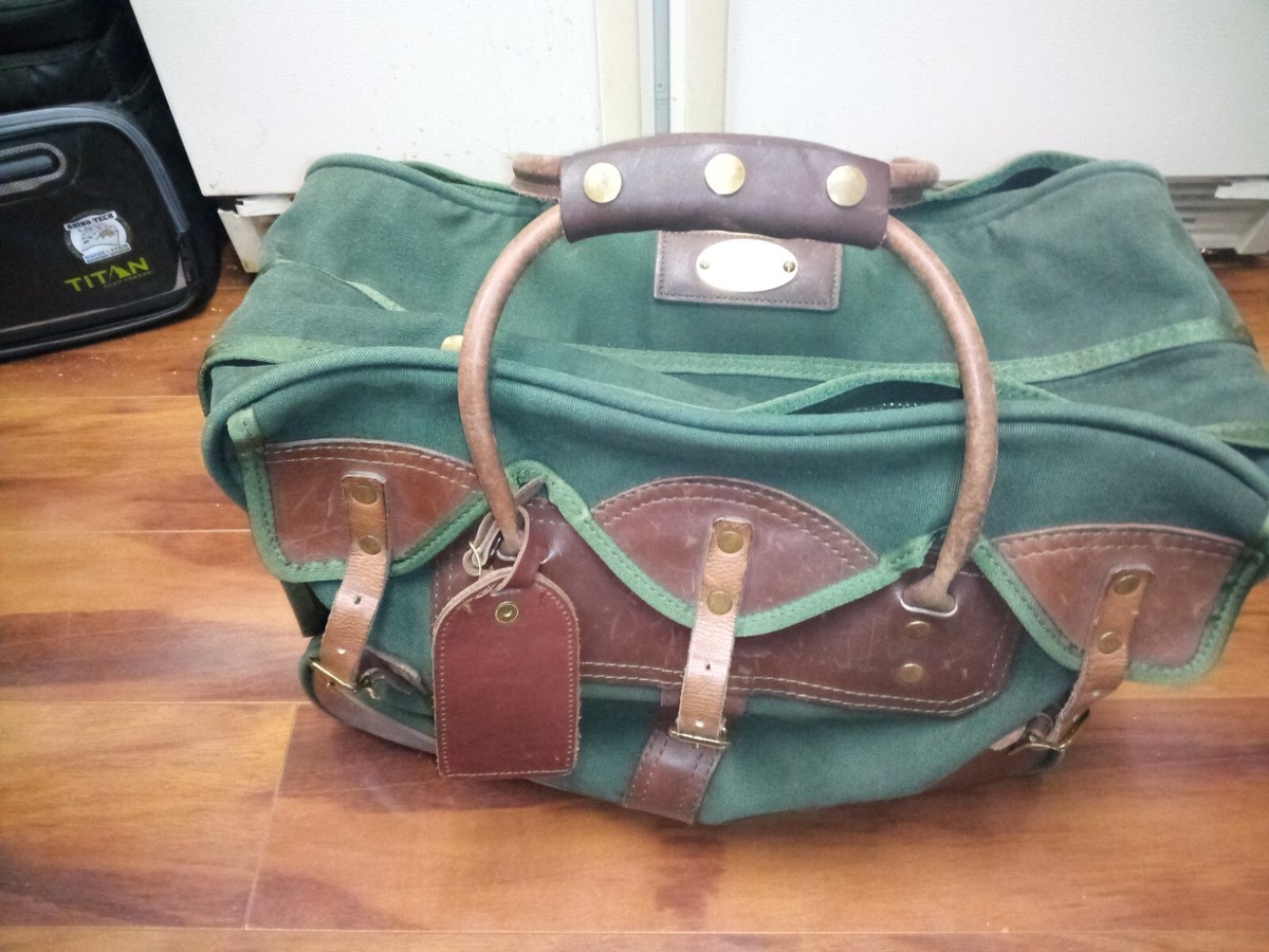 Vintage Orvis Battenkill Gokey Green Canvas and Leather Duffel Bag