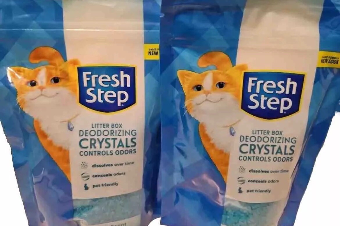 Fresh Step Litter Box Deodorizing Crystals- 2 Count 15oz Packs (Total of 30oz)