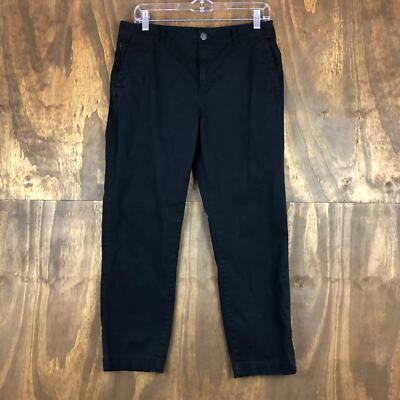Eddie Bauer Womens Pants Black Capris Casual Twill Slash Zipped Pocket 8