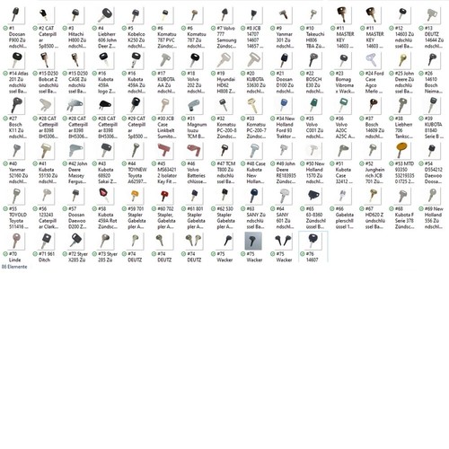 ✅ Baumaschinenschlüssel von A - Z ✅ Bagger Radlader Minibagger Schlüssel - Bild 2 von 78