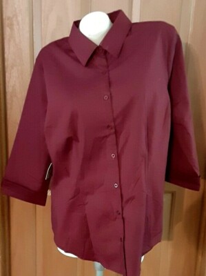 Active USA Red 3/4 Sleeve With Cuffs Blouse Misses Plus Size 3XL NWT