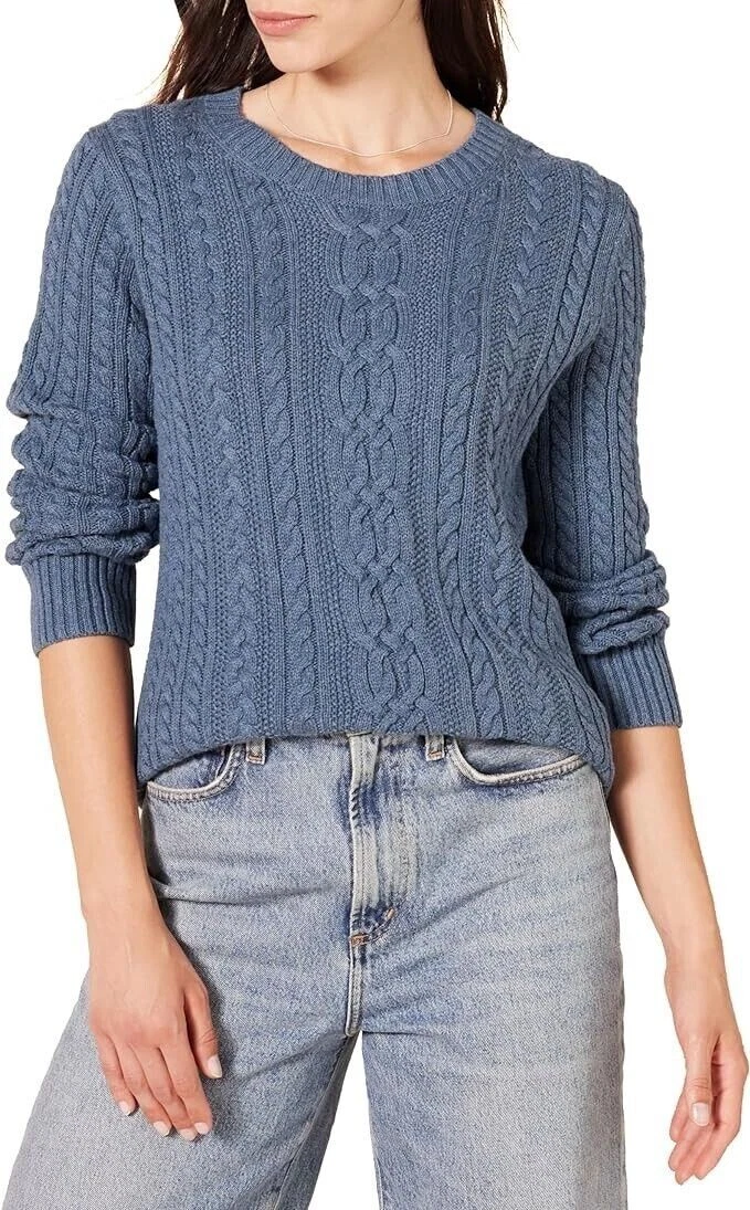 Fisherman cable top crewneck sweater